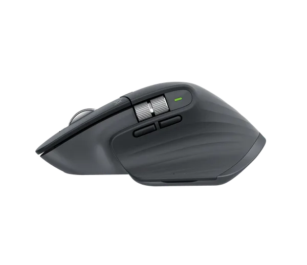 Тёмно-серая мышь Logitech MX Master 3S, вид сбоку